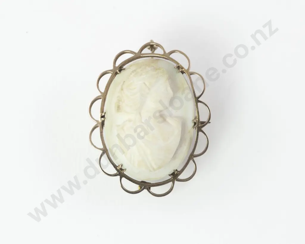 Victorian 9ct Framed High Relief Portrait Cameo Brooch/Pendant Image 1++