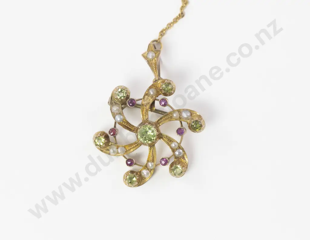 Edwardian 9ct 25Stone Floret Brooch/Pendant Image 1++