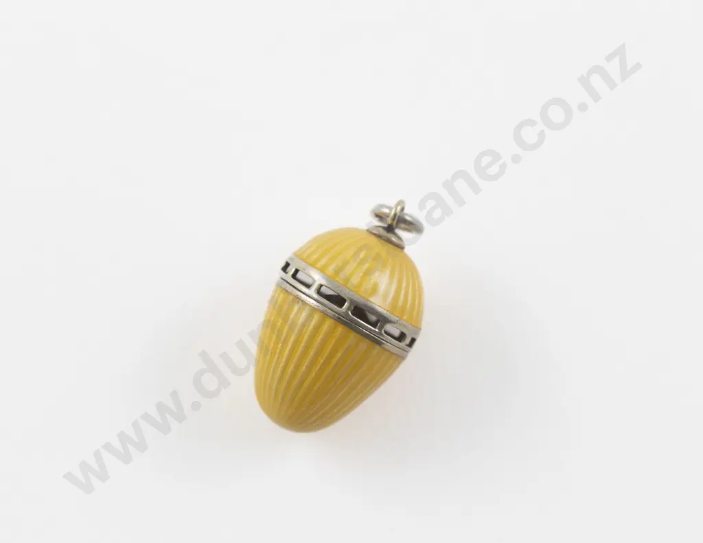 Victorian S/S Yellow Enamel Guilloche Vinaigrette Egg Pendant Image 1++