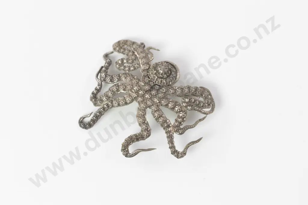 Victorian Cut Steel Octopus Brooch Image 1++