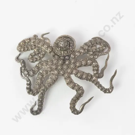 Victorian Cut Steel Octopus Brooch