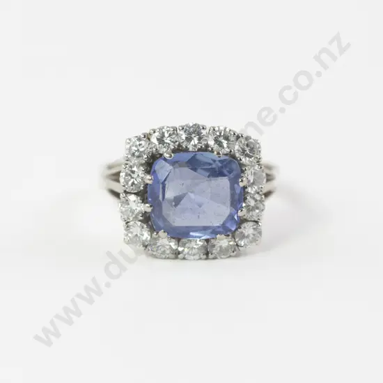 18ct White Gold 15Stone Sapphire & Diamond Cluster Ring