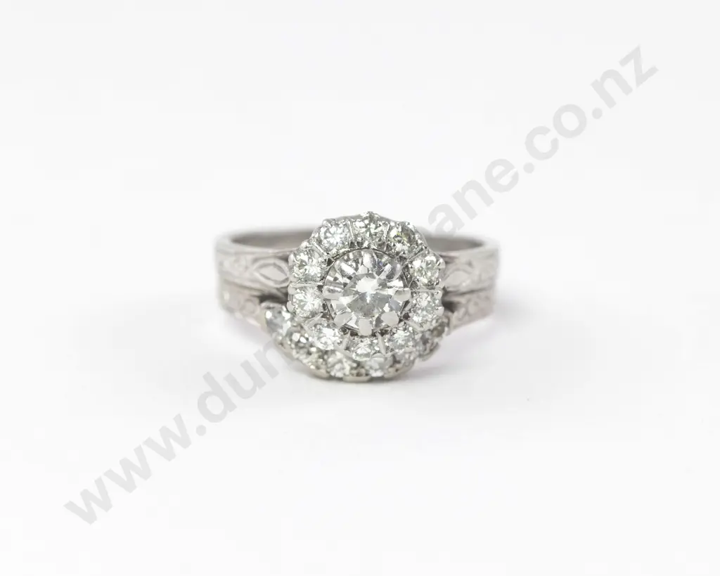 All Platinum Eleven Stone Diamond Cluster Ring Image 1++
