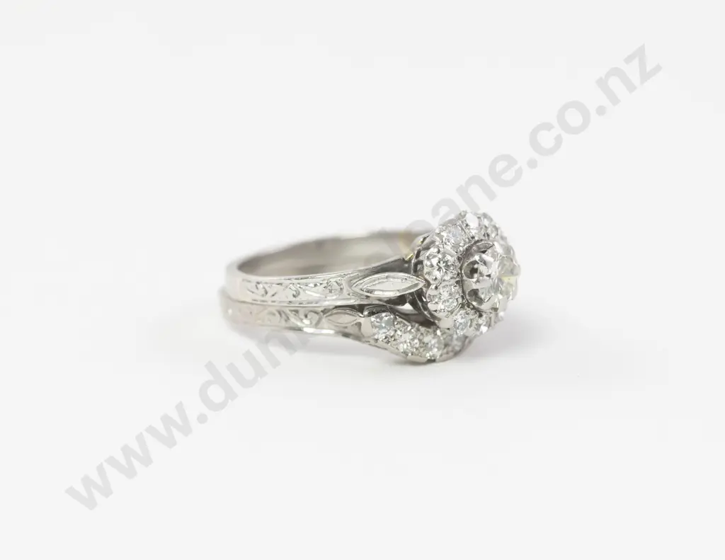 All Platinum Eleven Stone Diamond Cluster Ring Image 1++