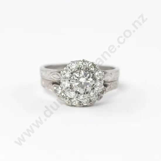 All Platinum Eleven Stone Diamond Cluster Ring