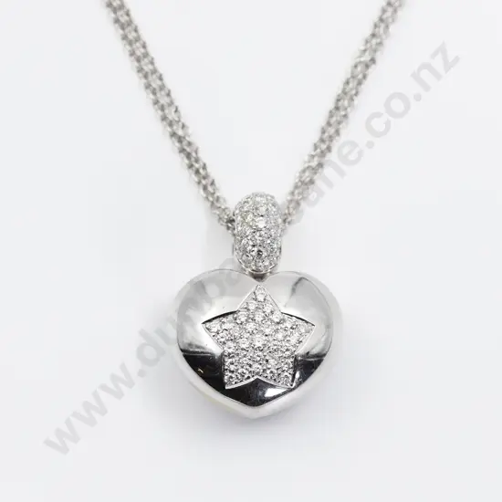 18ct White 75stone Diamond Heart Pendant