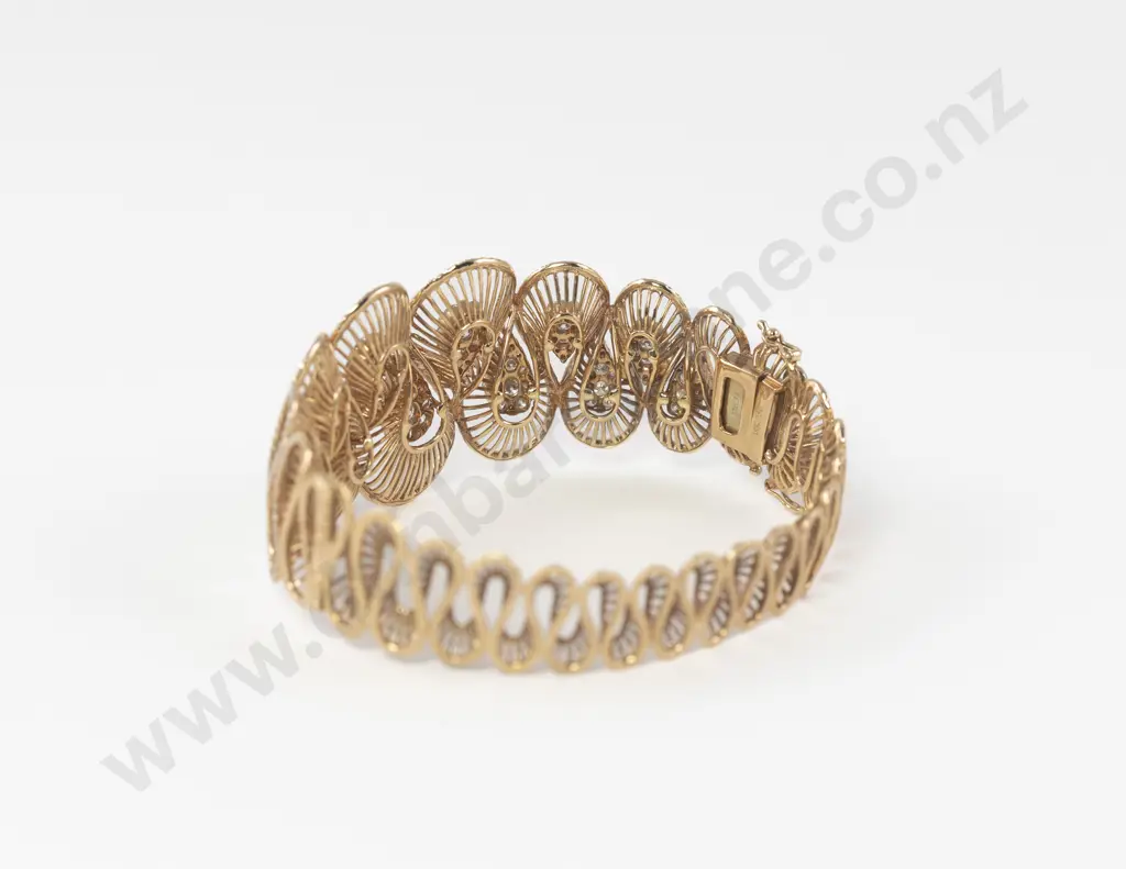 18ct Rose Gold 498Stone Diamond Fancy Hinged Snap Bangle Image 1++