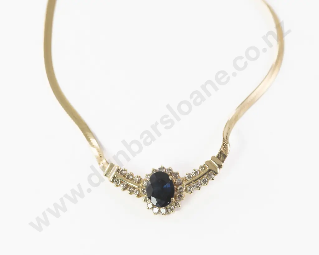 14ct 31Stone Sapphire & Diamond Necklace Image 1++