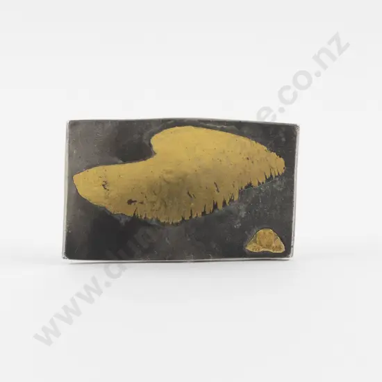 NZ Jeweller Ann Culy Oxidised Silver and .999 Gold Brooch