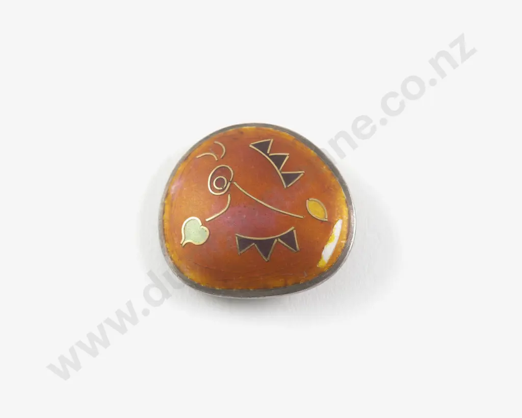 NZ Jeweller Sally Laing S/S and Enamel Brooch Image 1++