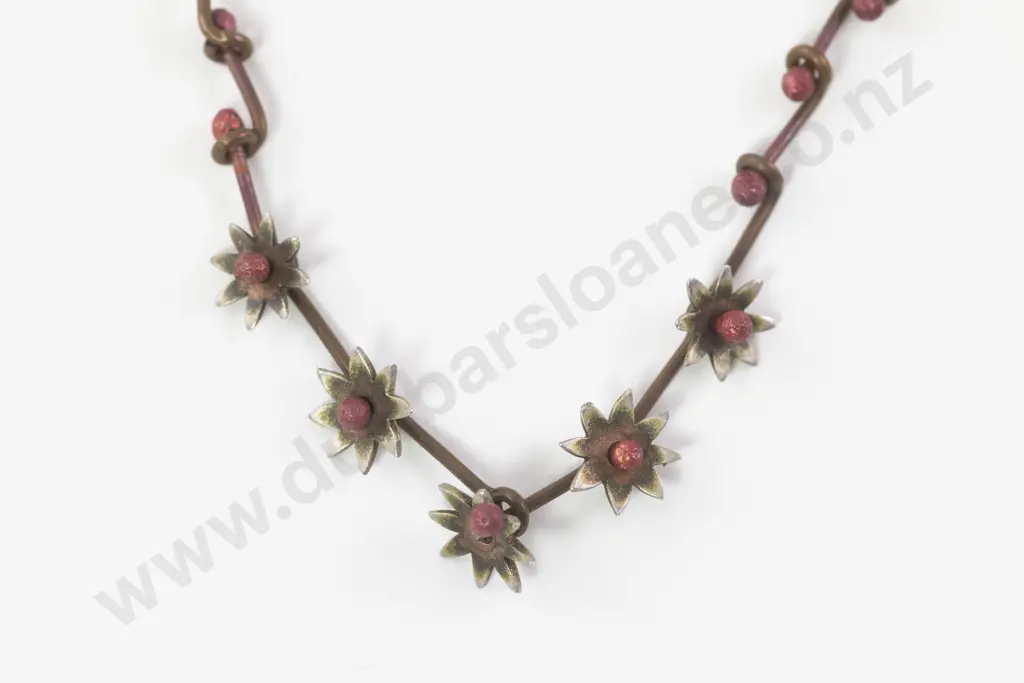 NZ Jeweller Oxidised Copper Flower Necklace Image 1++