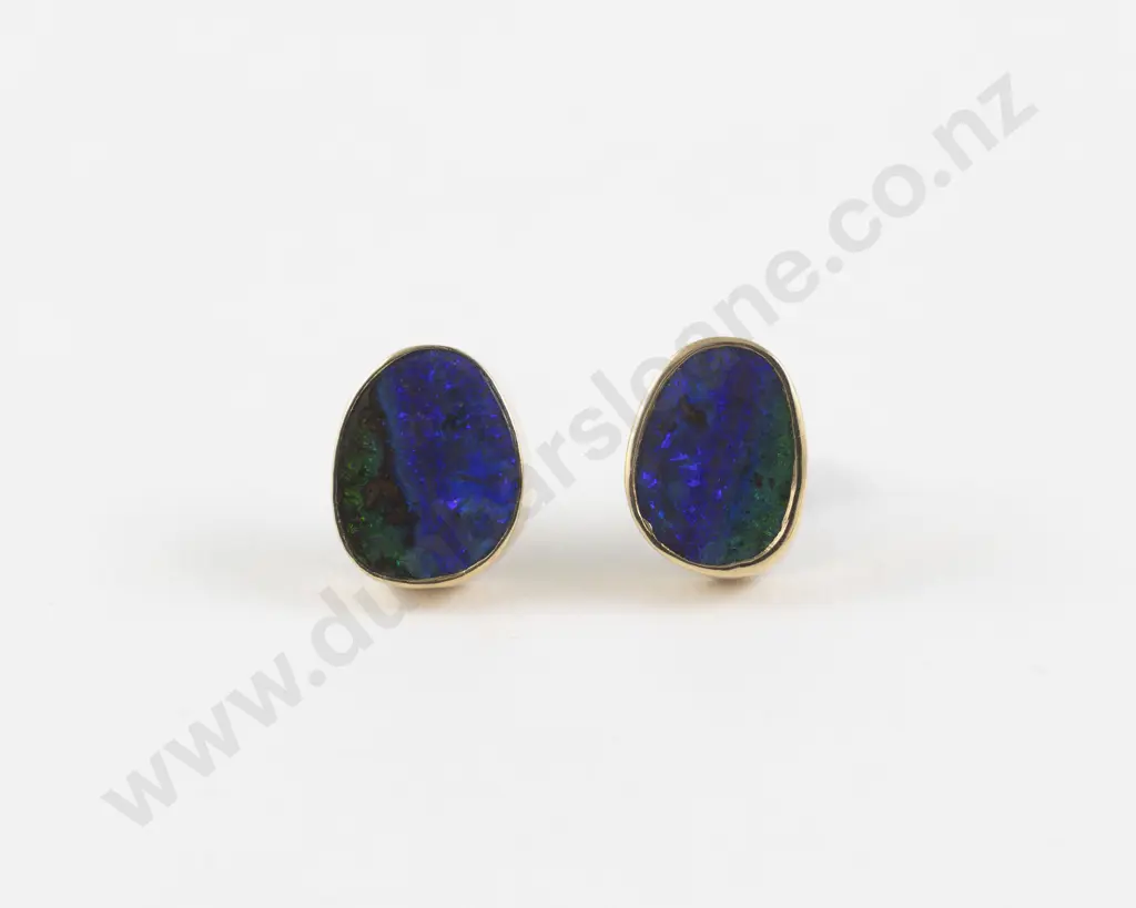 14ct Single Stone Boulder Opal Stud Earrings Image 1++