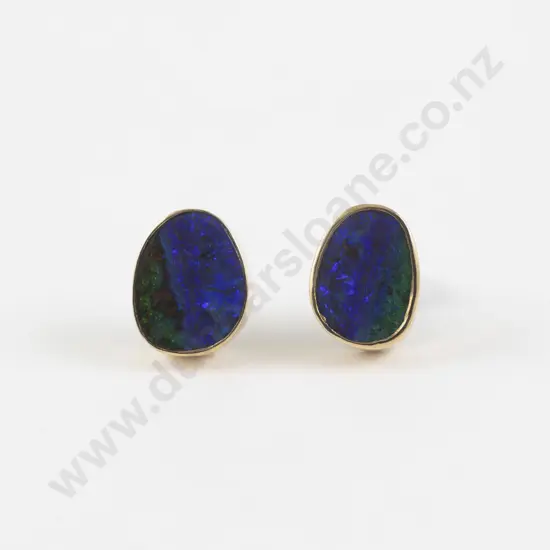 14ct Single Stone Boulder Opal Stud Earrings
