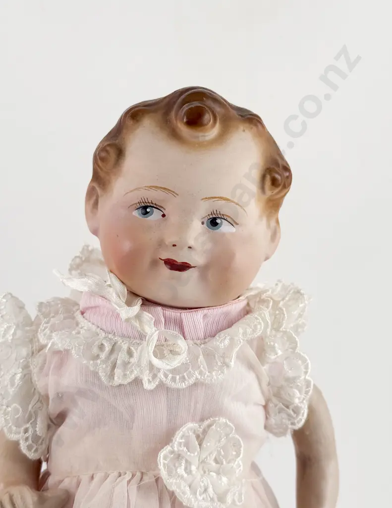 Unmarked Painted Bisque Shoulder Plate Character Doll Image 1++