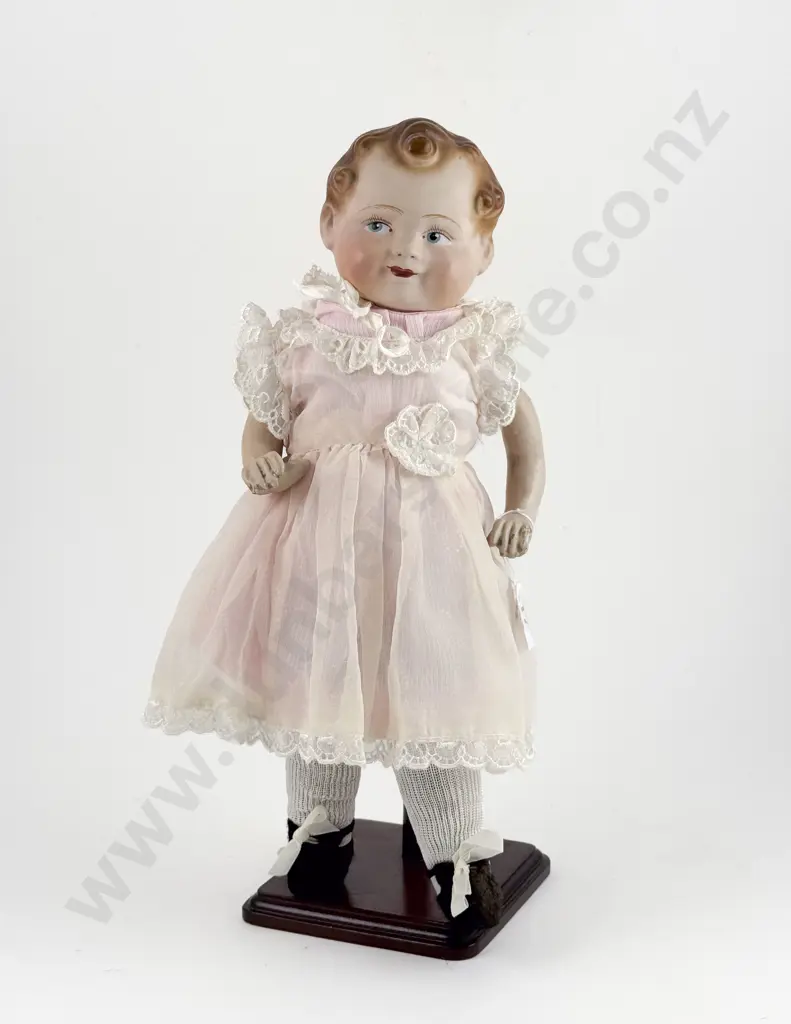 Unmarked Painted Bisque Shoulder Plate Character Doll Image 1++