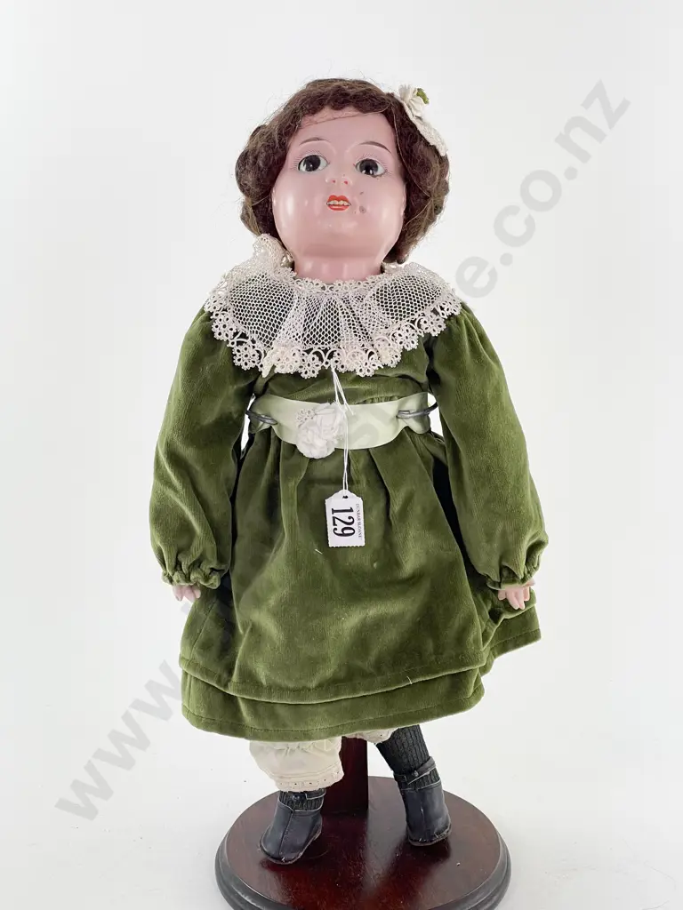 Antique Shoulder Plated Tin Head Doll Image 1++