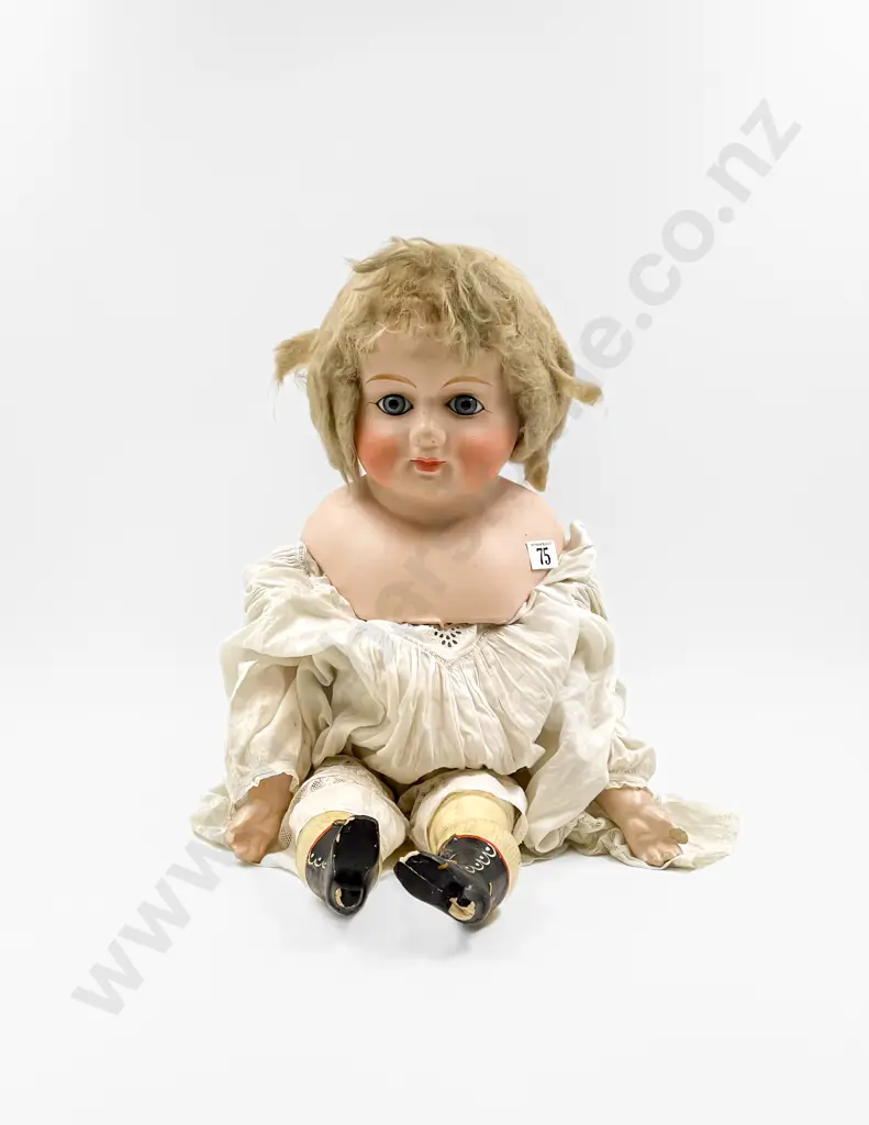Large and Small Antique German Composition Shoulder Plate Dolls Image 1++