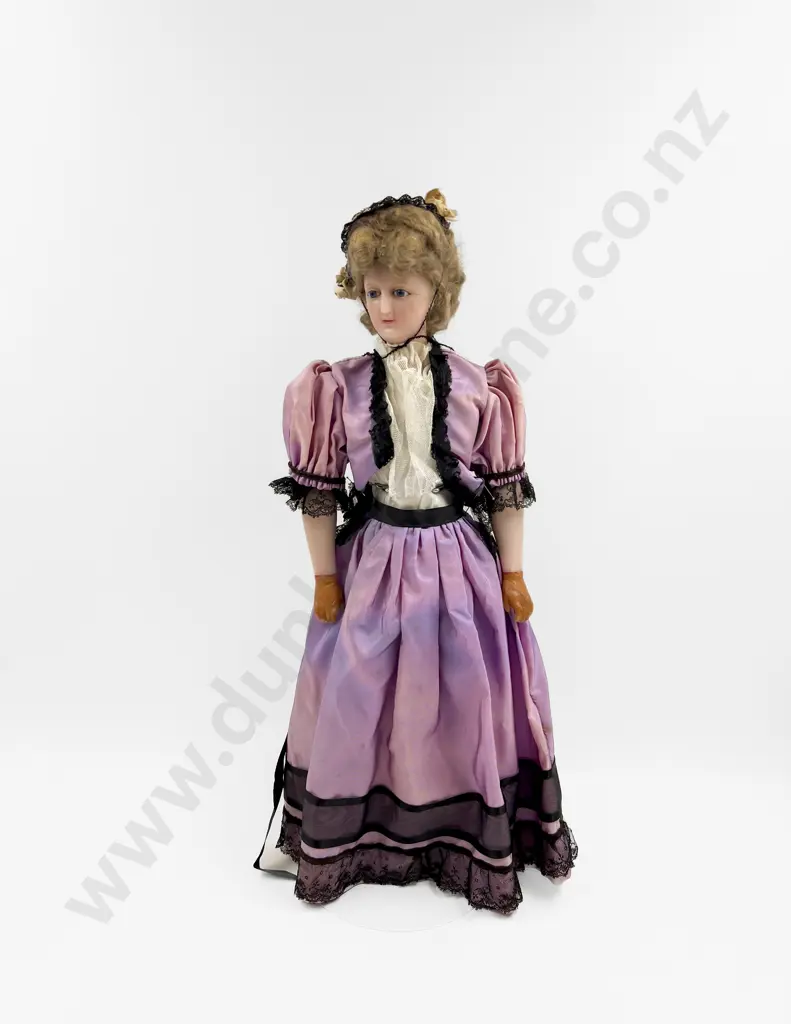 C1870 - 80 Wax Over Papier Mache Lady Doll Image 1++