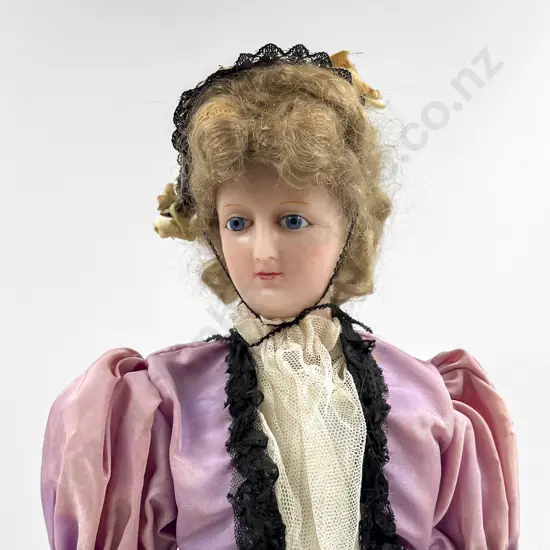 C1870 - 80 Wax Over Papier Mache Lady Doll