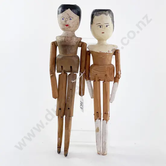 Two Antique Wooden Peg Dolls