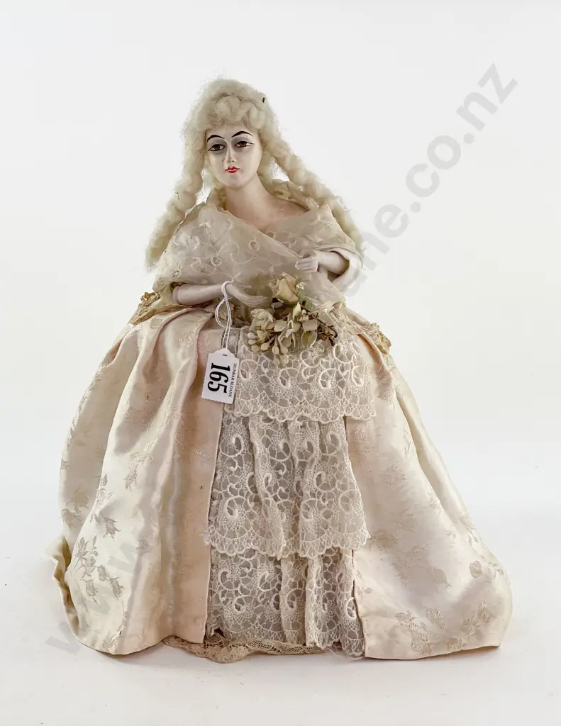 Art Nouveau Wax Over Composition Half Head Doll Image 1++