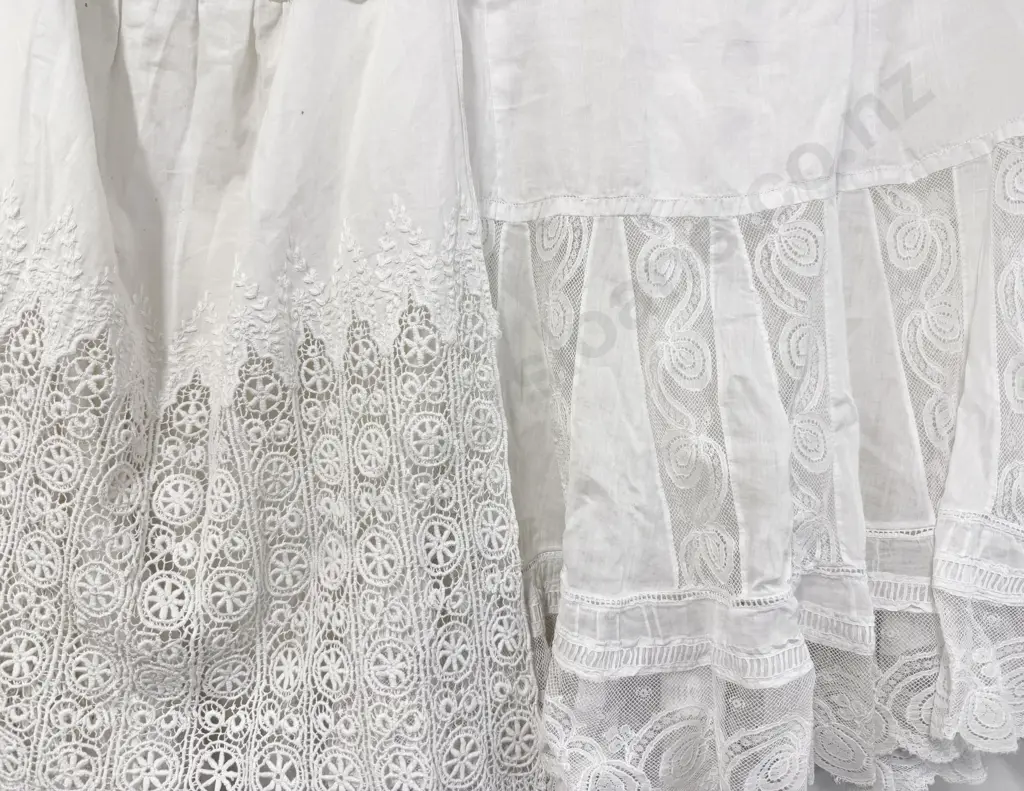 Two Edwardian Fine Cotton and Lace Half Petticoats Image 1++