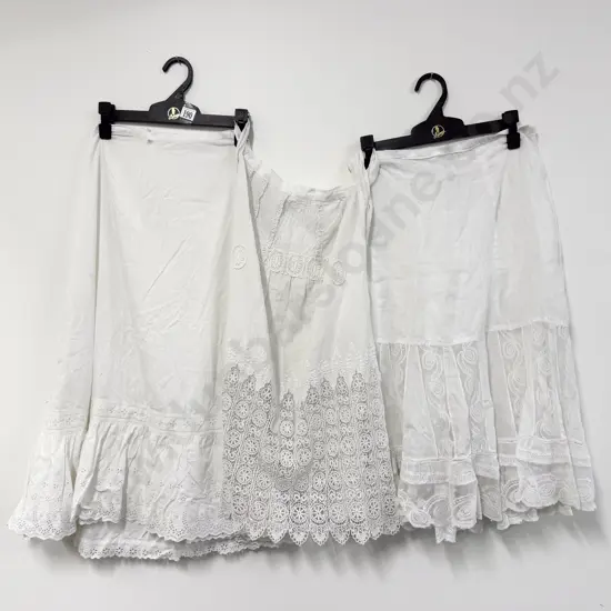 Two Edwardian Fine Cotton and Lace Half Petticoats