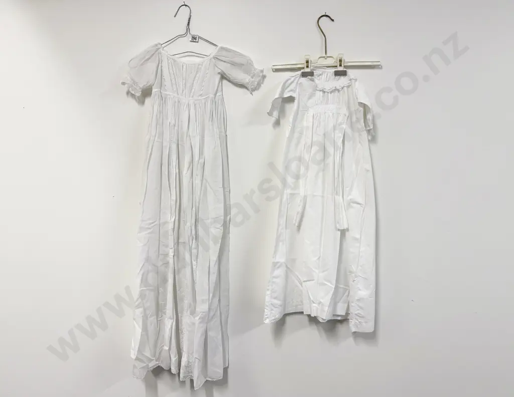 Edwardian Fine Cotton and Lace Christening Gown with Cot Gown and Petticoat Image 1++
