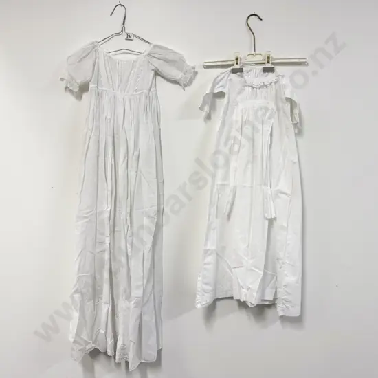 Edwardian Fine Cotton and Lace Christening Gown with Cot Gown and Petticoat