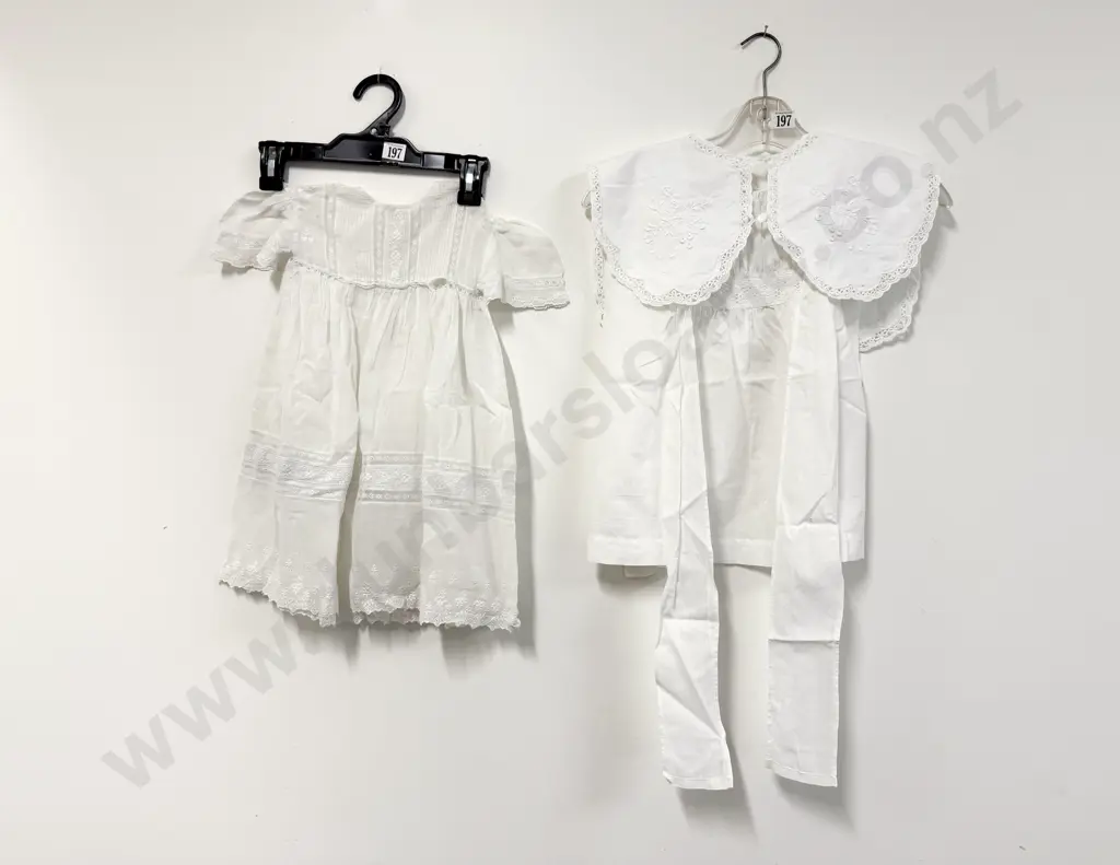 Edwardian Cotton Pinafore with Dress Collars Cot Gown and Apron Image 1++
