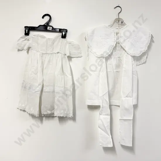 Edwardian Cotton Pinafore with Dress Collars Cot Gown and Apron