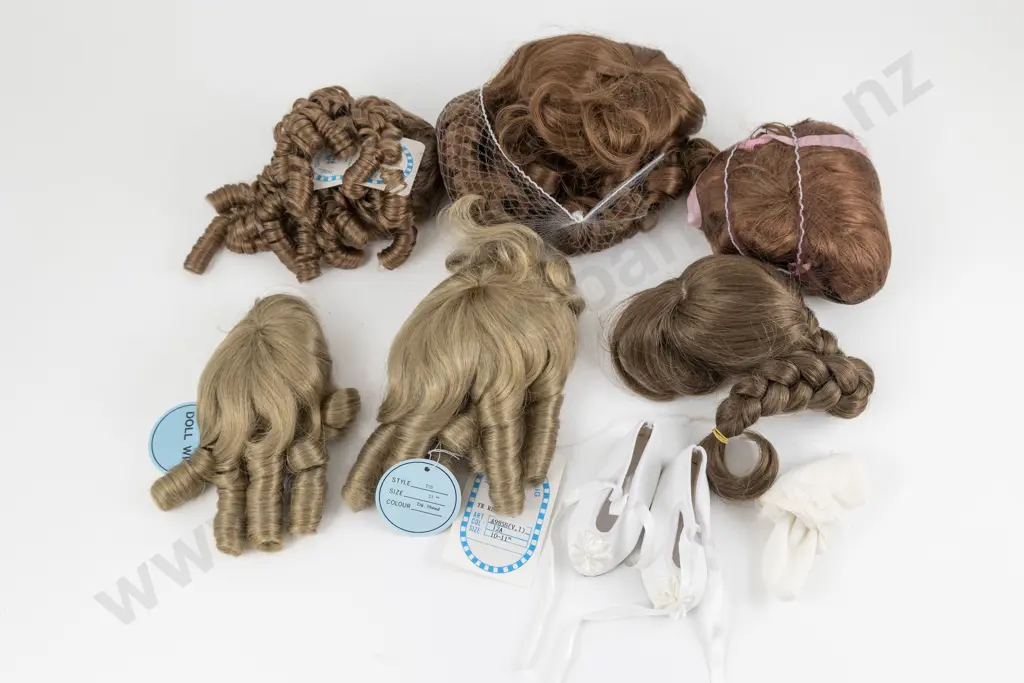 Six New Nylon Doll Wigs and Pair Shoes Image 1++