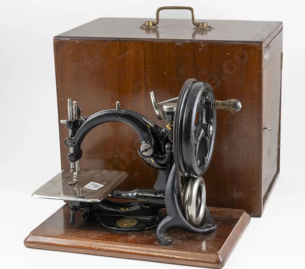 Cased Antique Willcox & Gibbs USA Hand Operated Sewing Machine Image 1++