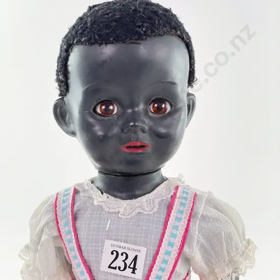 Unmarked Palitoy Black Hard Plastic Flirty Eye Walking Doll 41cm