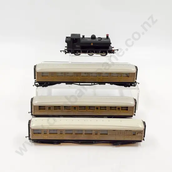 Hornby Railways Boxed BR 0-6-6 Pannier Tank Loco and Three Unboxed LNER Gresley Coaches