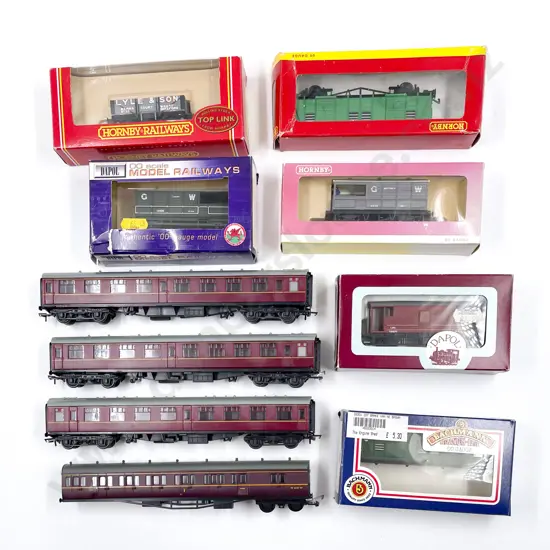 Four Kit Set Corridor Passenger Coaches with SIx Various Rolling Stock Wagons (wrong boxes)