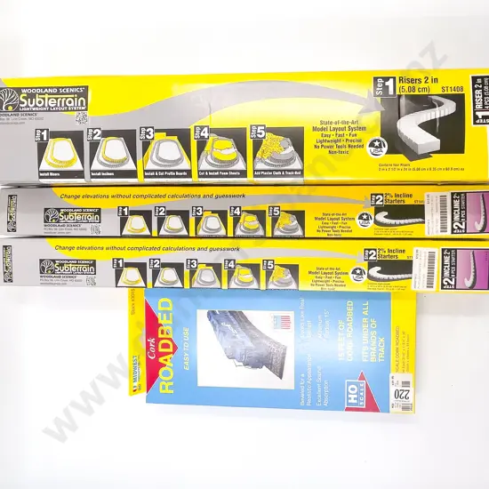 Railway Track Incline Starter Sets (8pces) Risers (4pces) and Cork Roadbed