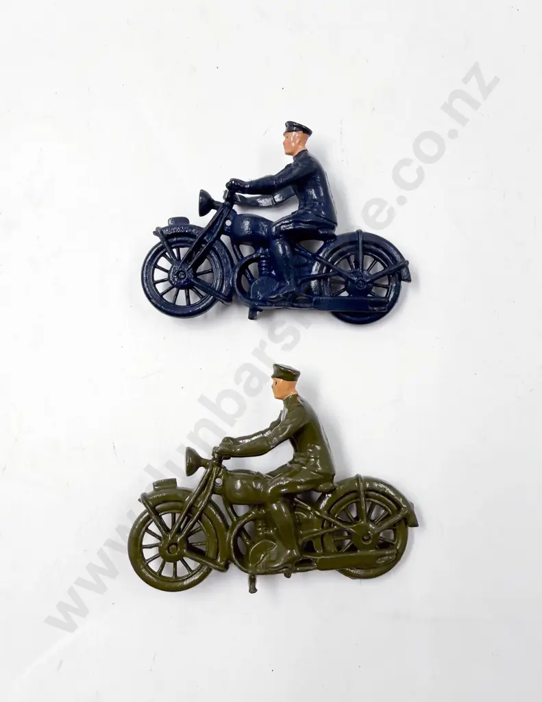 Two Britains Dispatch Riders in Green and Blue Colourways Image 1++