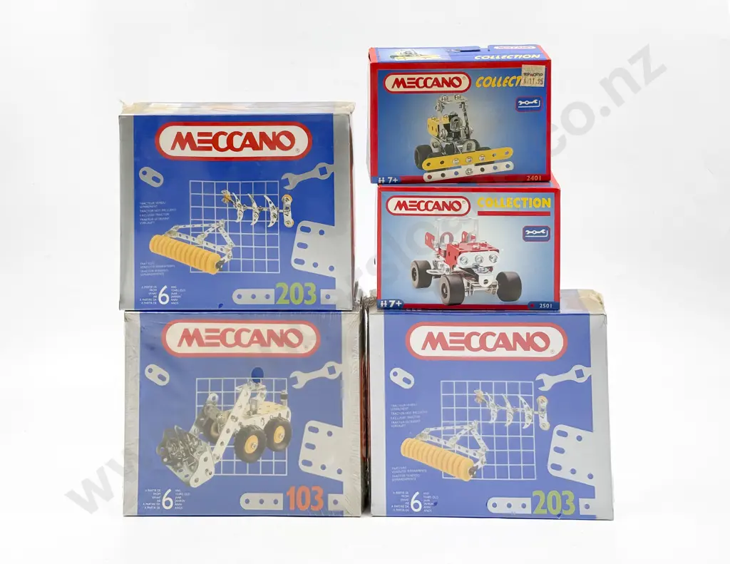 Meccano Boxed As New 203x2 Plough & Roller 103 Bulldozer with 2501 and 2401 Image 1++