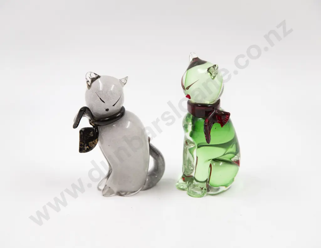 Two Mid C20th Glass Cat Ornaments Image 1++