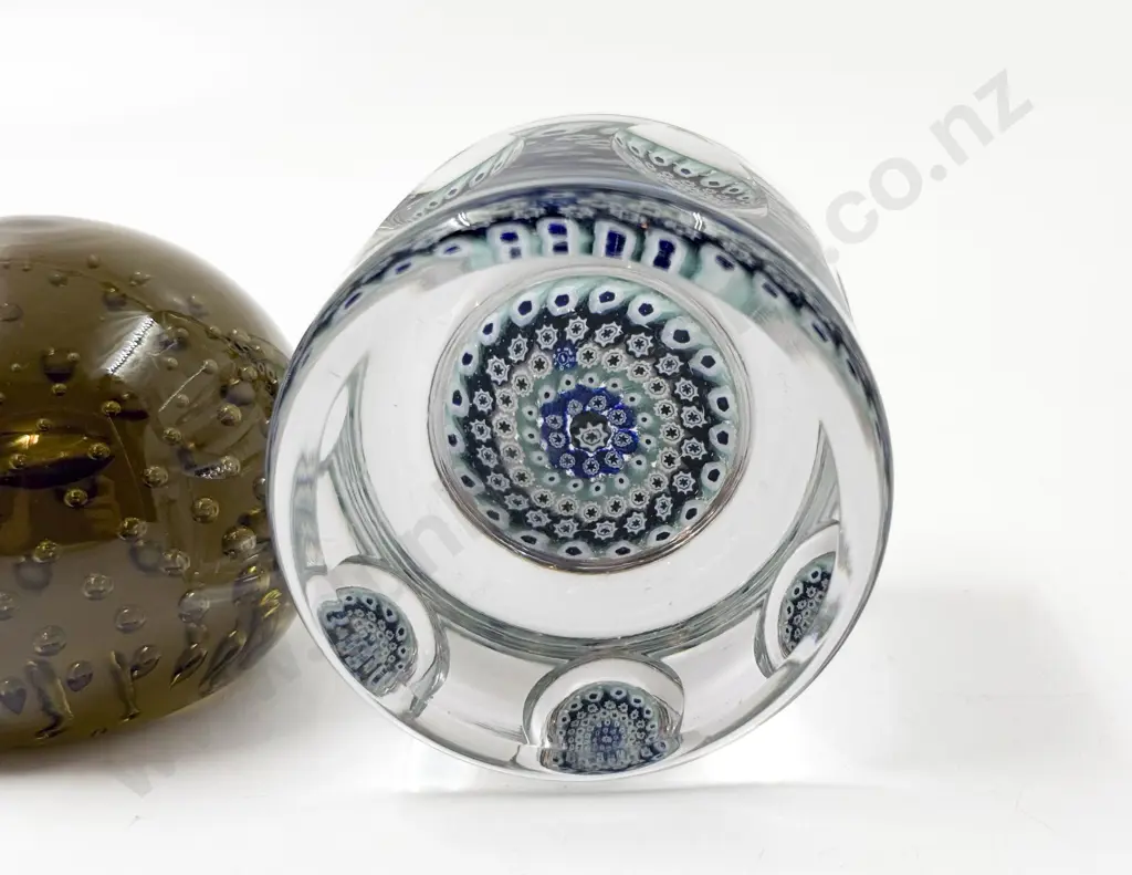 Whitefriars Mille Fiori Paper Weight and Bubble Glass Paperweight Image 1++