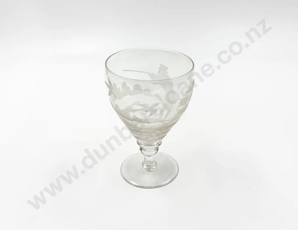 Victorian Oversized Goblet Engraved with Hunting Scene Image 1++