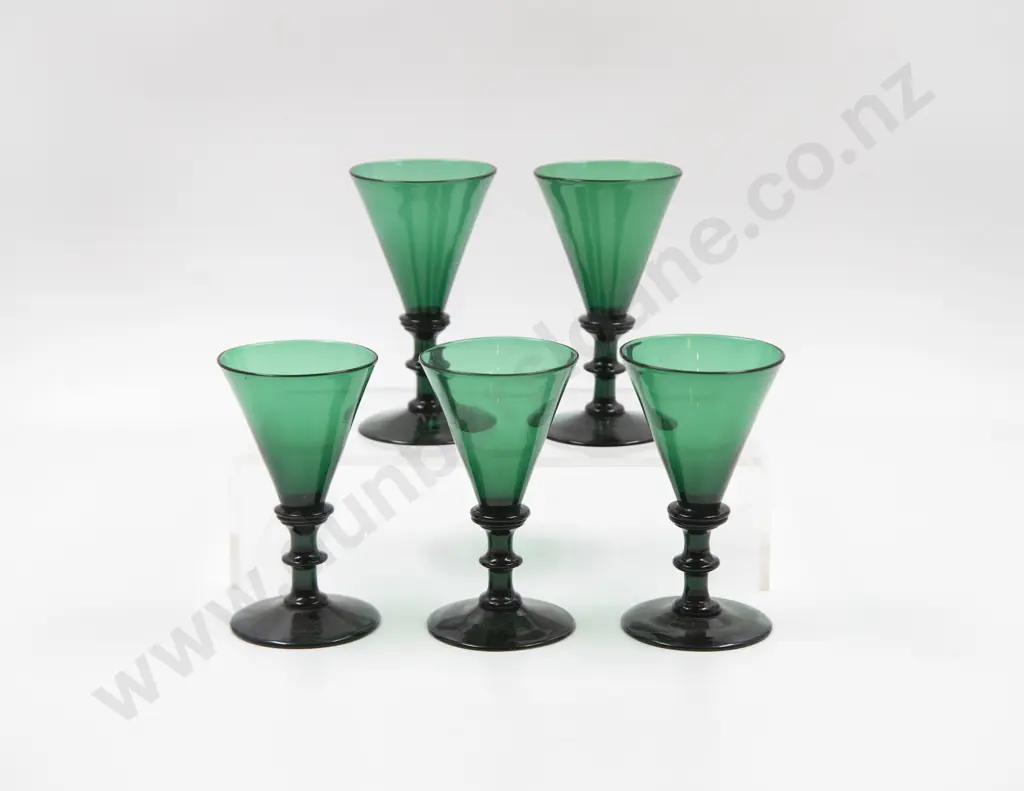 Set of Six WMIV Bristol Green Wine Goblets Image 1++