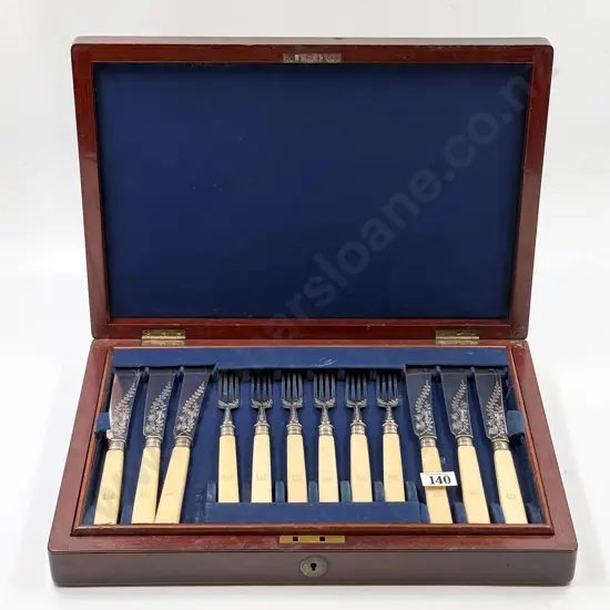 C19th Victorian Mahogany Cased Fish Service