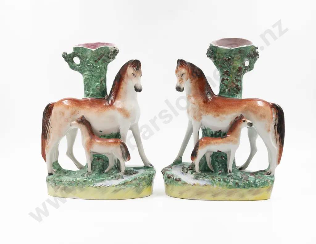 Pair Victorian Staffordshire Spill Vases Image 1++