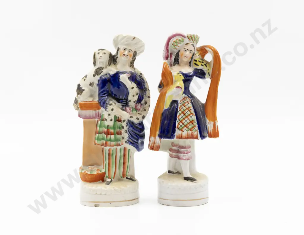 Two Victorian Staffordshire Figures of Highland Gent & Maid Image 1++