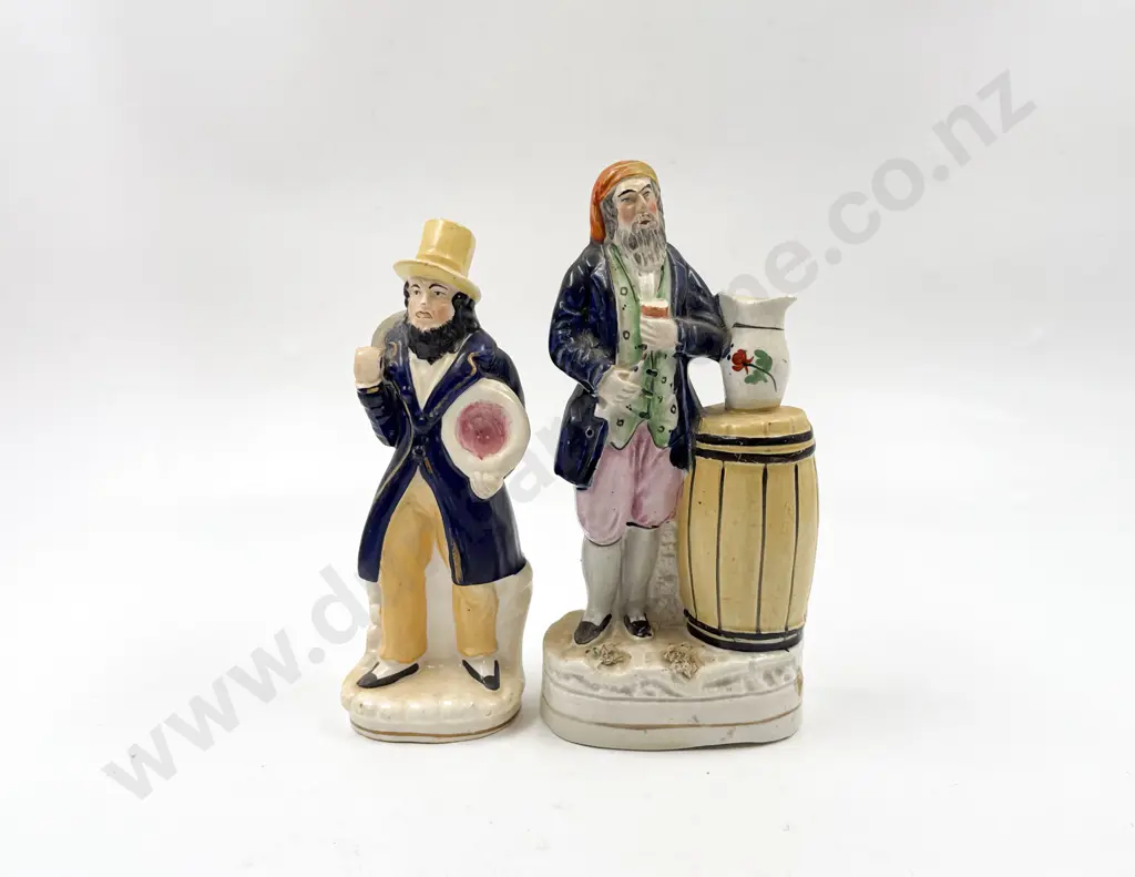 Two Victorian Staffordshire Figures Old Salt & Travelling Gent Image 1++