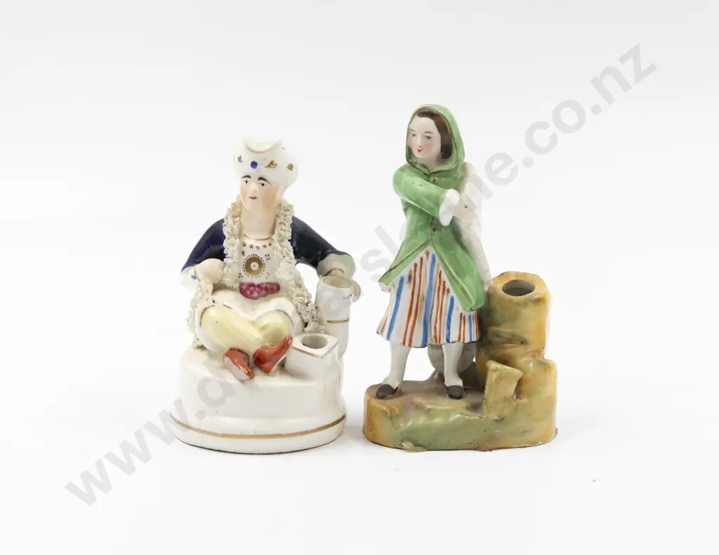 Two Victorian Staffordshire Small Figure Groups of Seated Turk & Young Maiden Image 1++
