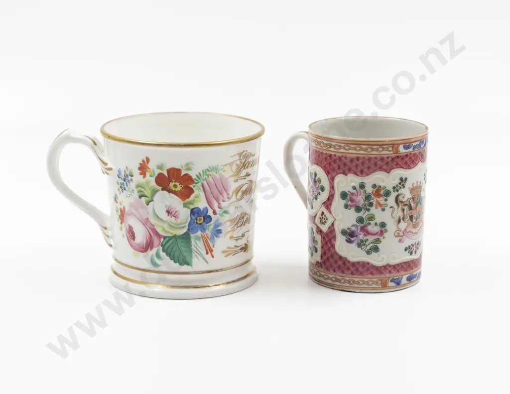 Mid C19th Samson of Paris Armorial Mug & Victorian English Christening Mug Dated 1873 Image 1++