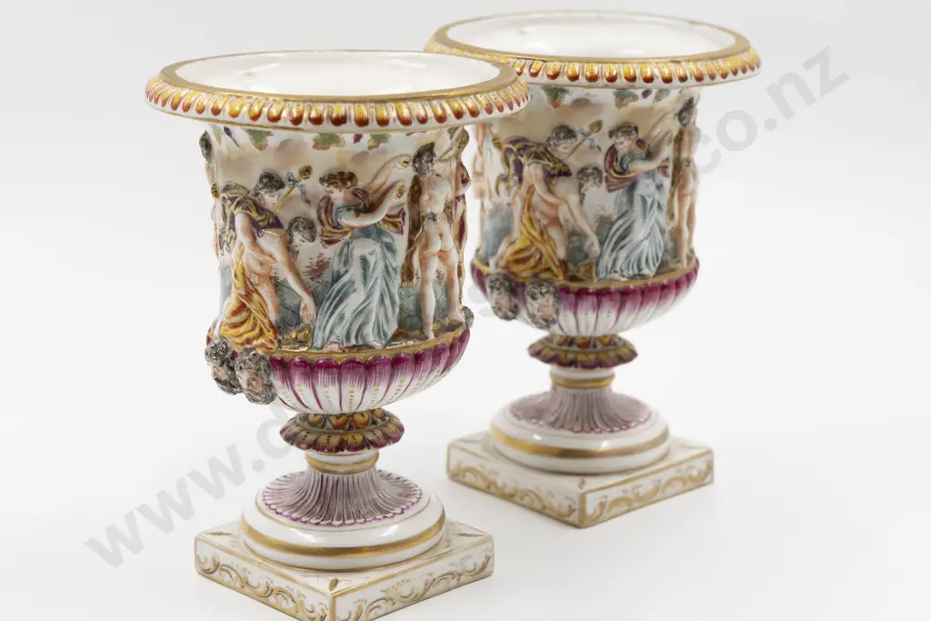 Italian Capodimonte Pair of Urns Image 1++